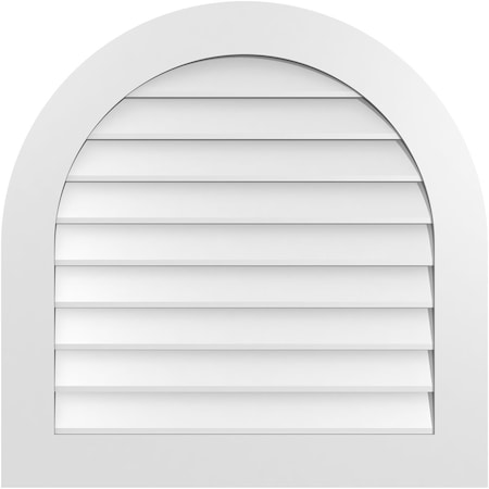 Ekena Millwork Round Top Surface Mount PVC Gable Vent: Non-Functional, w/ 3-1/2"W x 1"P Standard Frame, 32"W x 32"H GVPRT32X3201SN